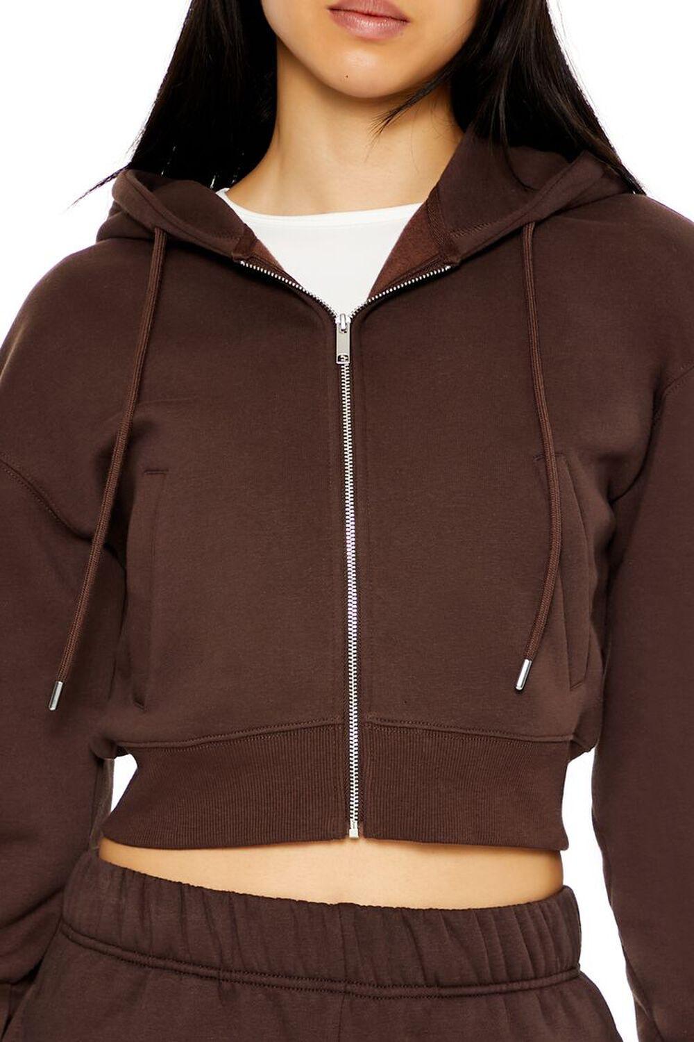 Cropped Fleece Zip-Up Hoodie | Forever 21 Product Image