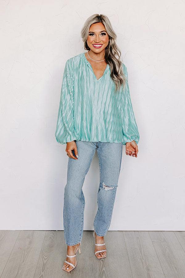 Posh Days Pleated Shift Top in Aqua Product Image