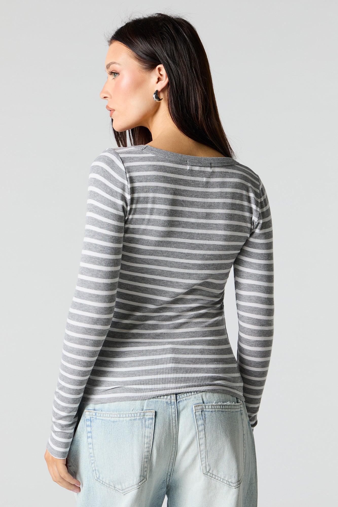 Ribbed Scoop Neck Long Sleeve Top Female Product Image