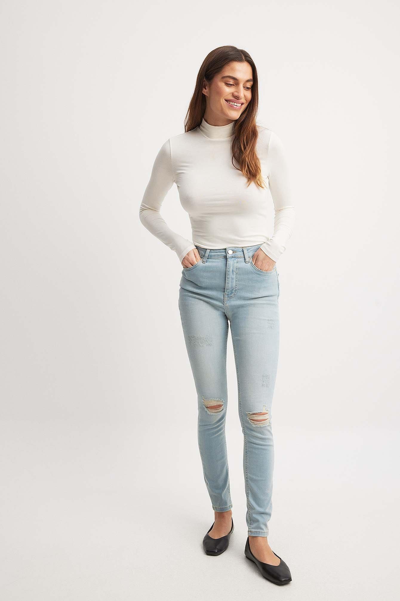 Skinny High Waist Destroyed Jeans Product Image