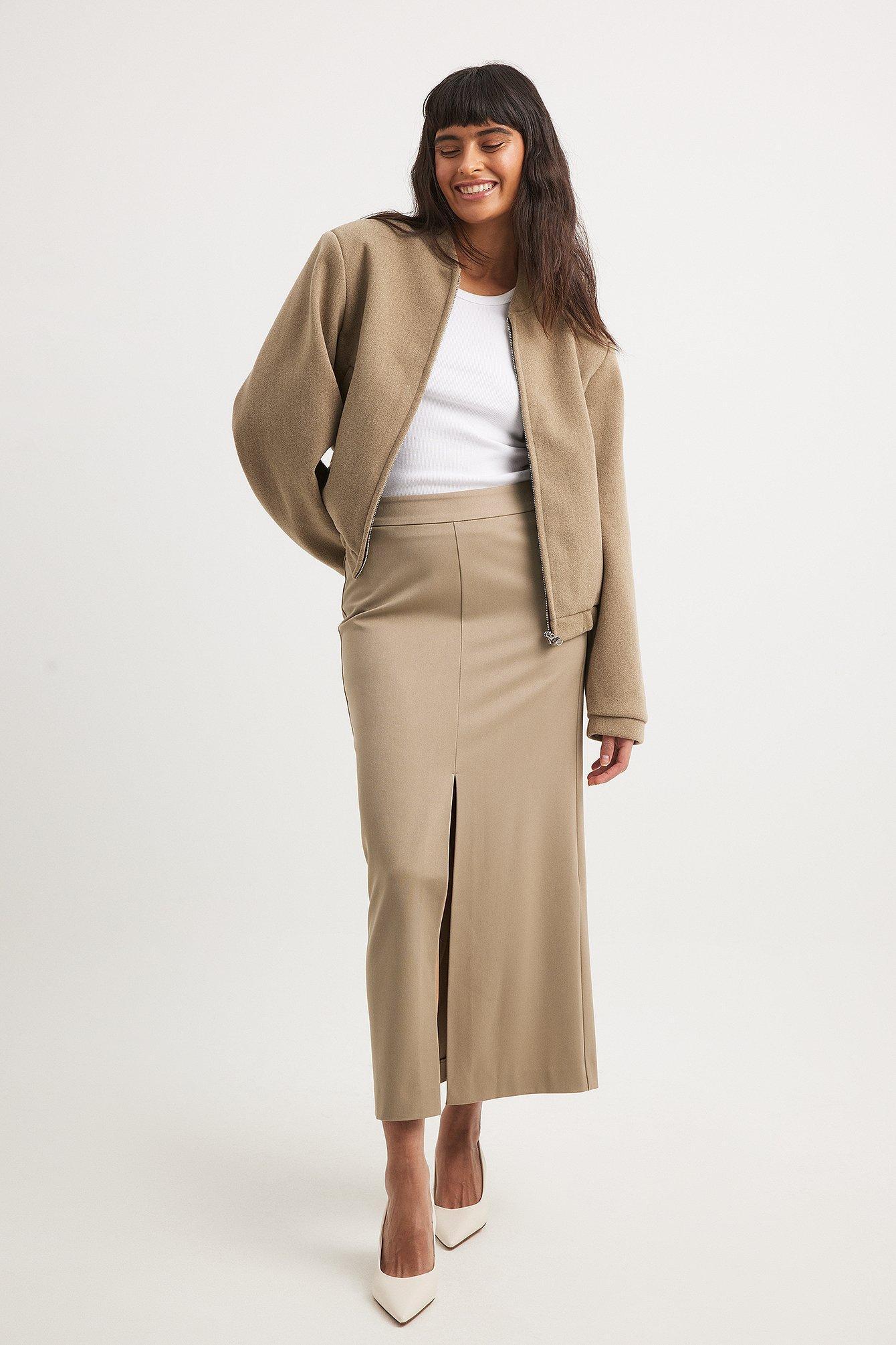 Tailored Front Slit Midi Skirt product image