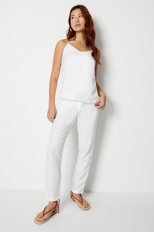 Linen Straight Leg Tailored Trousers Product Image