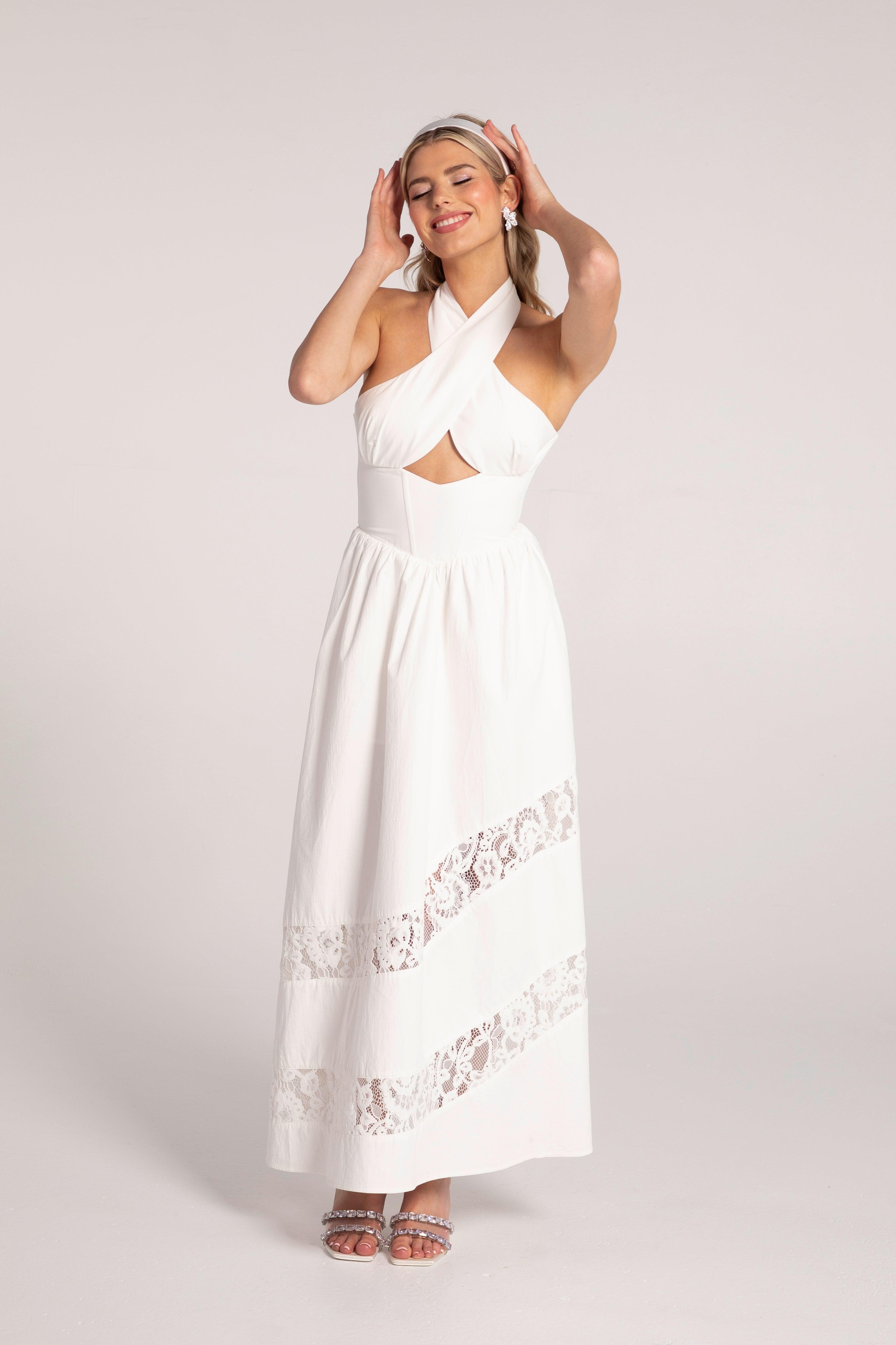 Portia Lace Dress (White) Product Image