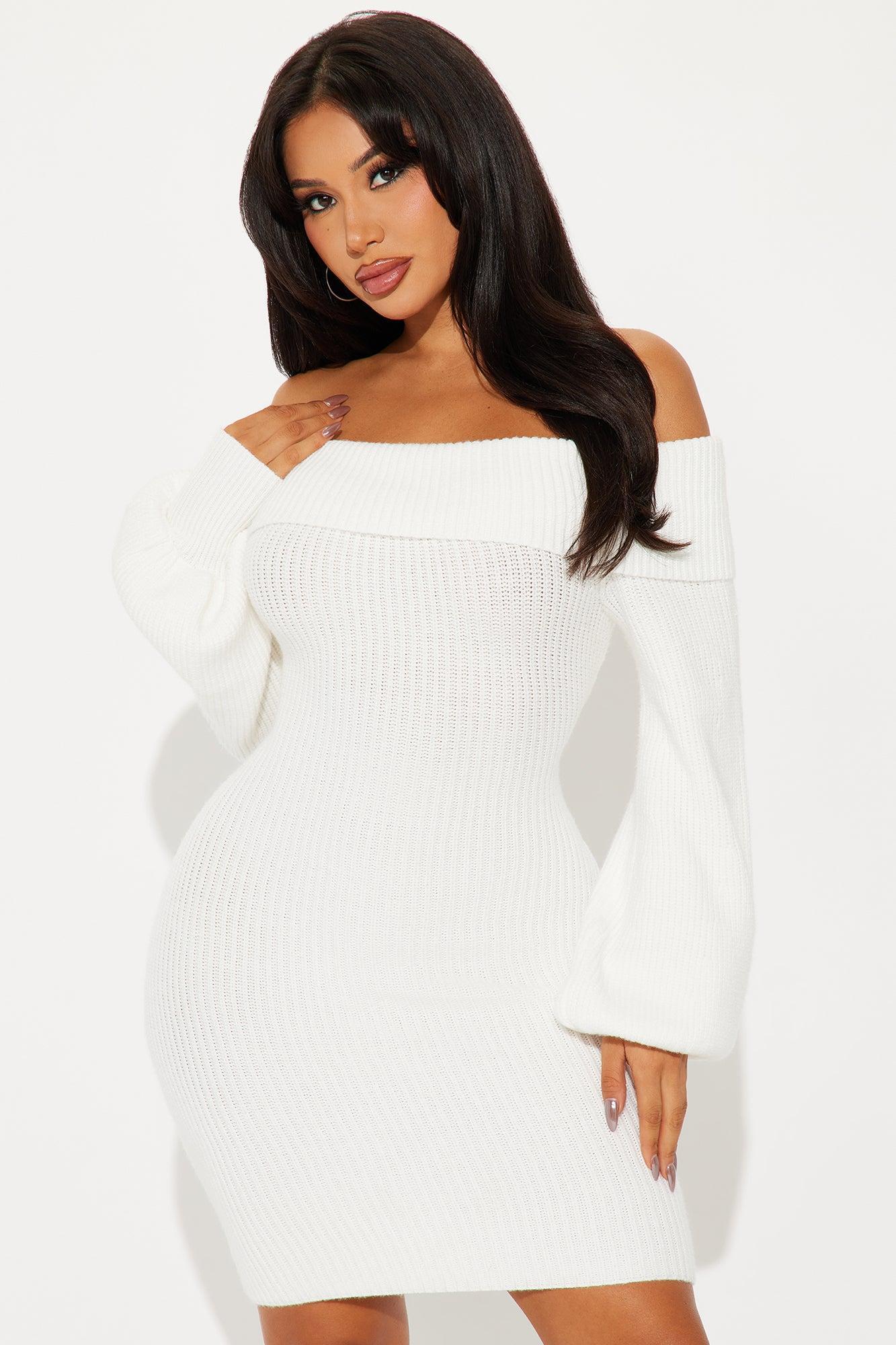 Faith Sweater Mini Dress - Ivory Product Image