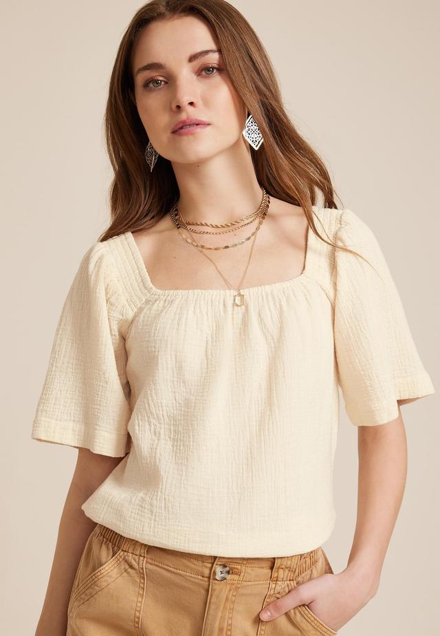 Double Cloth Bell Sleeve Blouse Product Image