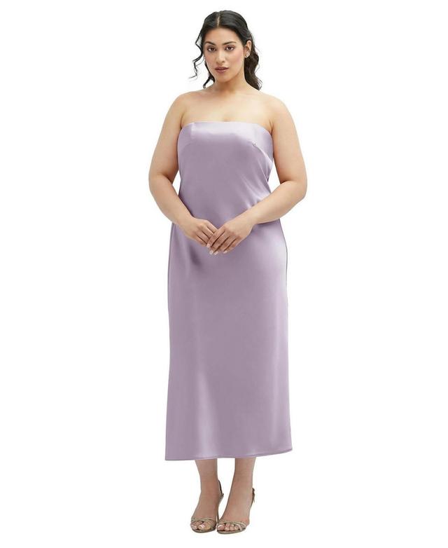 After Six Womens Strapless Midi Bias Column Dress with Peek-a-Boo Corset Back Product Image