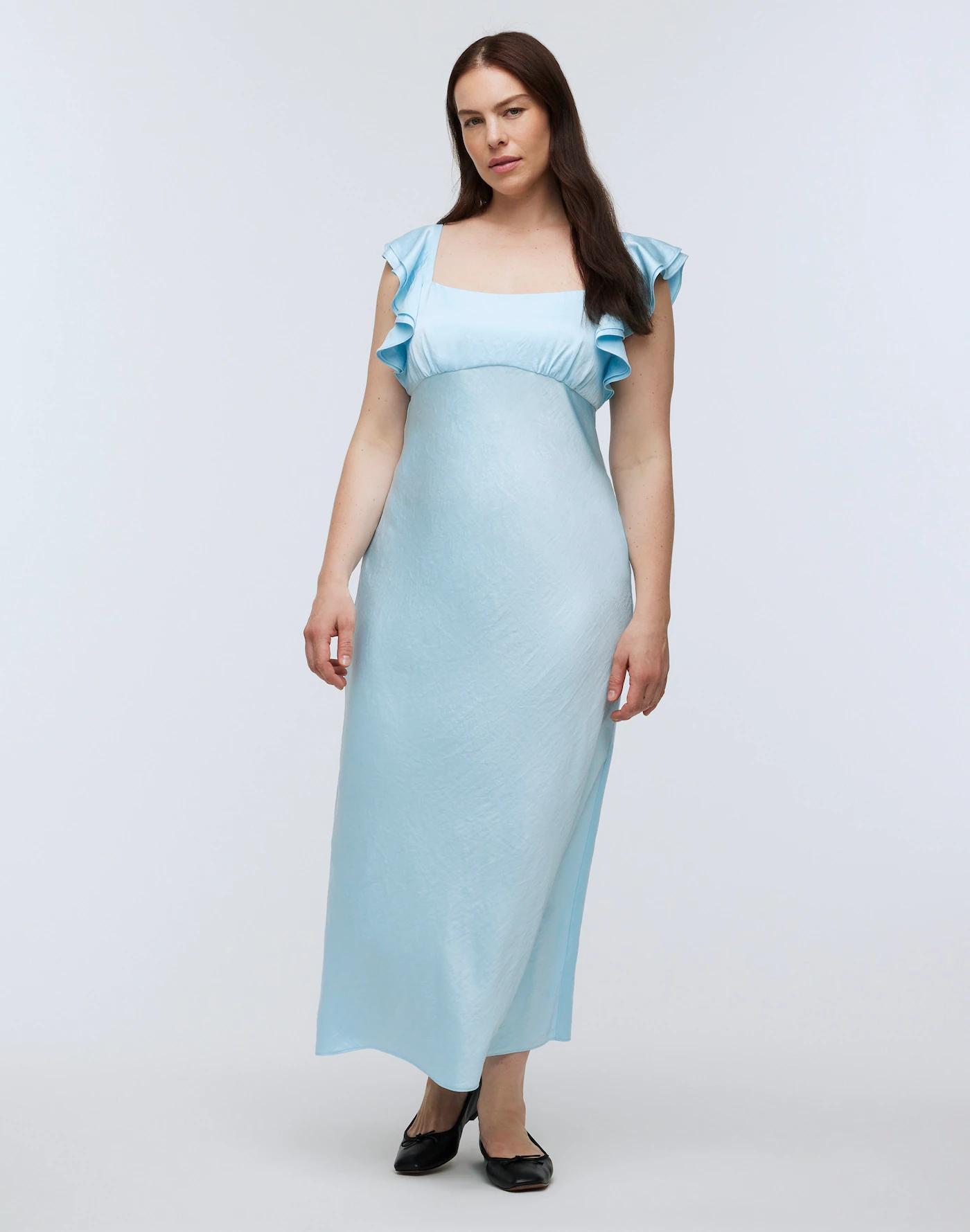 Flutter-Sleeve Maxi Slip Dress Product Image