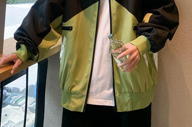 Color Block Zip Bomber Jacket Product Image