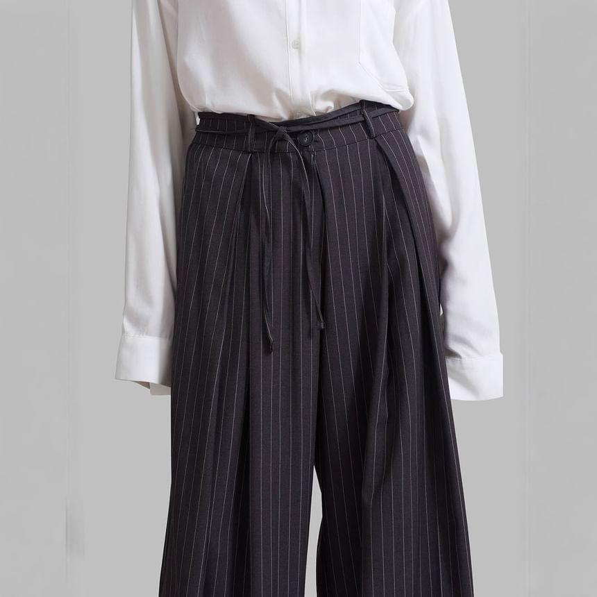 High Waist Striped Loose-Fit Wide-Fit Suit Pants Product Image