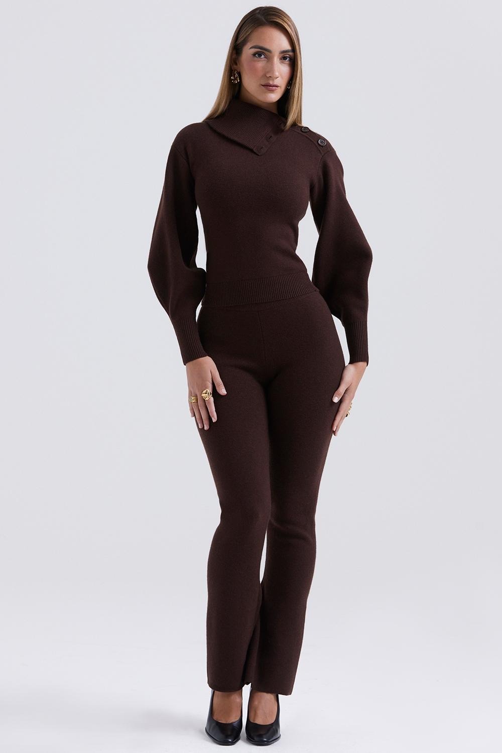 Nereida Chocolate Cashmere Blend Trousers Product Image