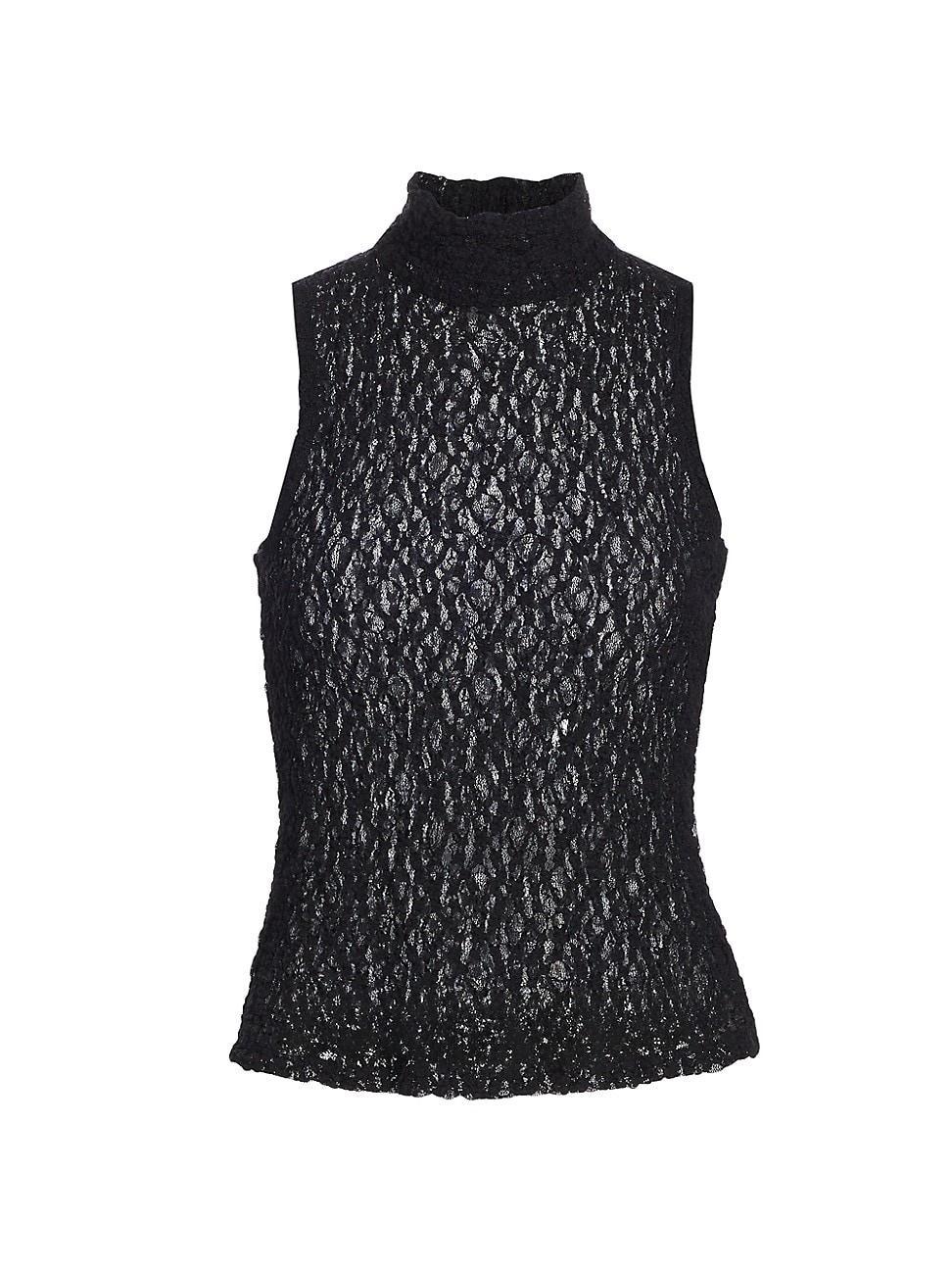 Womens Mesh Sleeveless Turtleneck Top Product Image