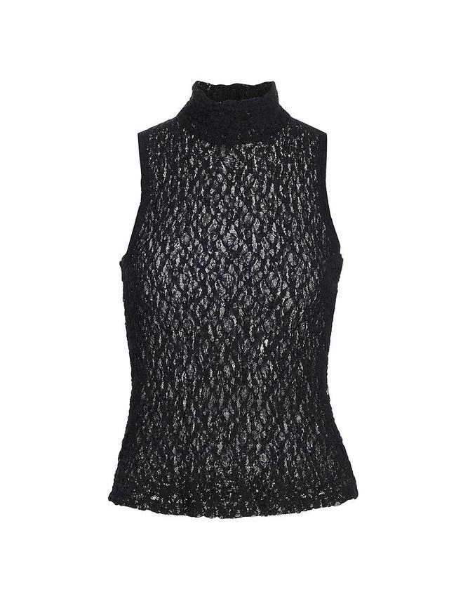 FRAME Mock Neck Sleeveless Mesh Top Product Image