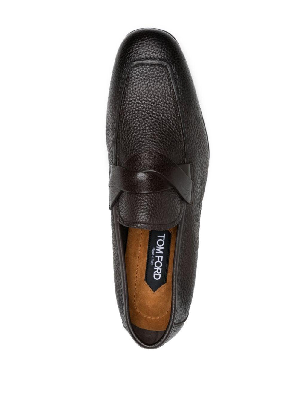 TOM FORD Sean Twist-detail Leather Loafers In Braun Product Image