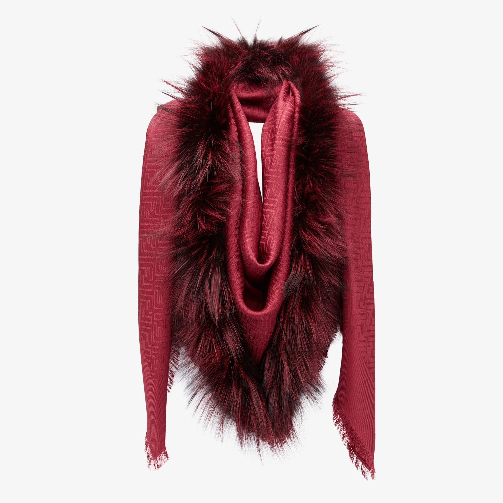 Touch Of Fur ShawlRed silk and wool shawl Product Image