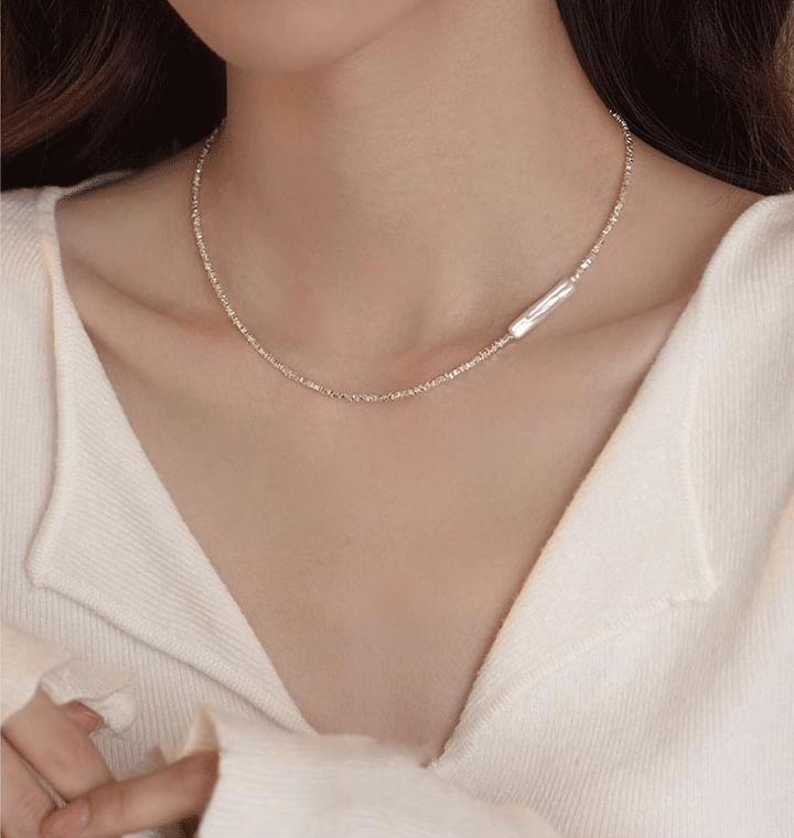 Sterling Silver Faux Pearl Necklace Product Image