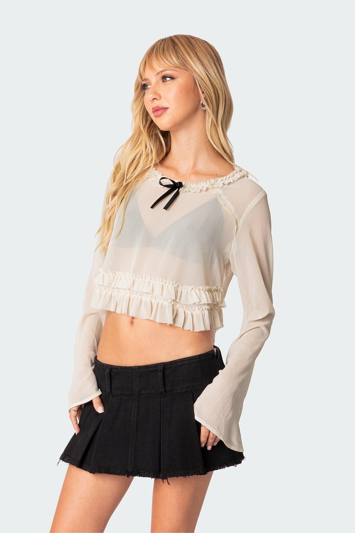 Grace Sheer Ruffle Chiffon Top Product Image