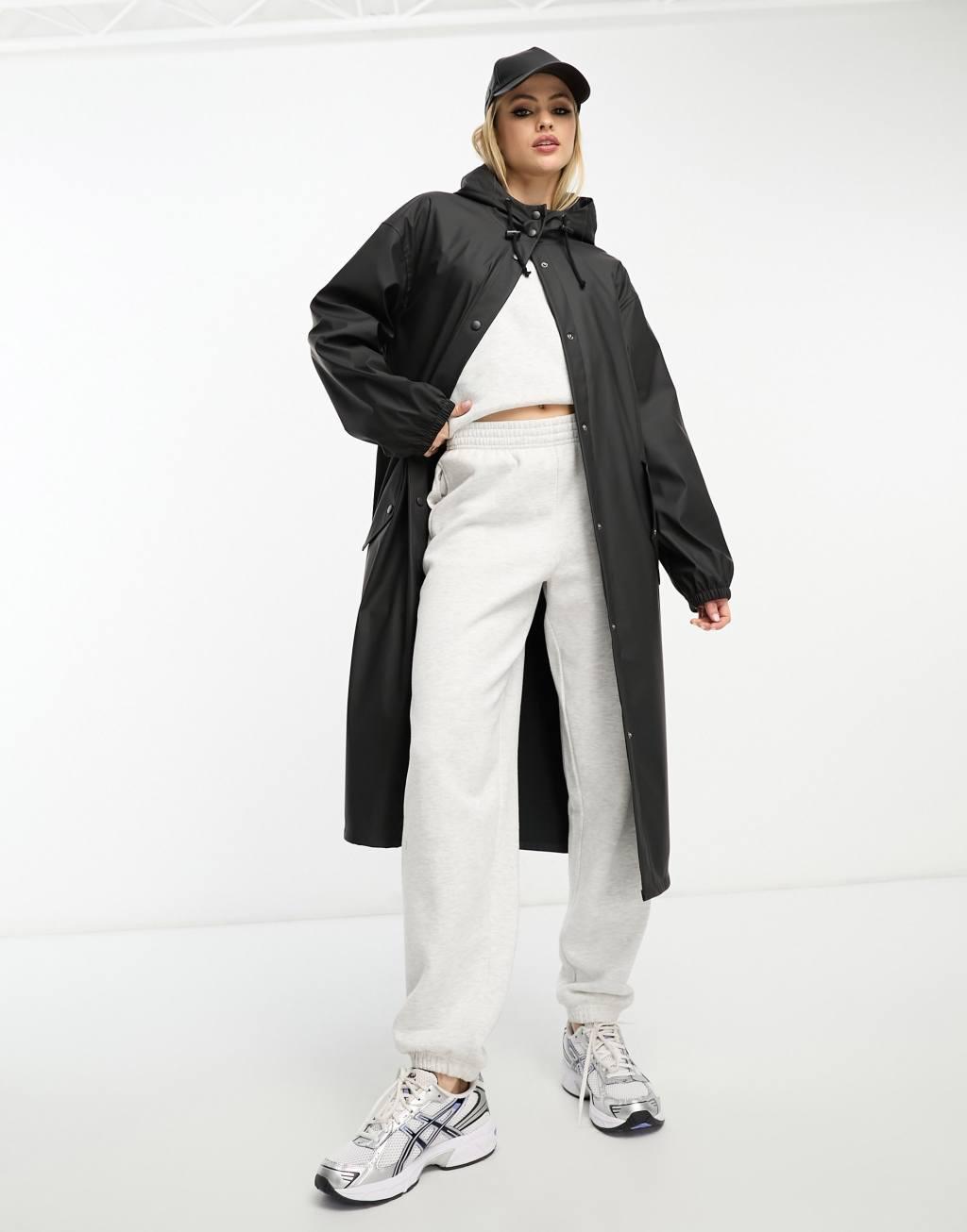 ASOS DESIGN Tall rubberized rain parka coat Product Image