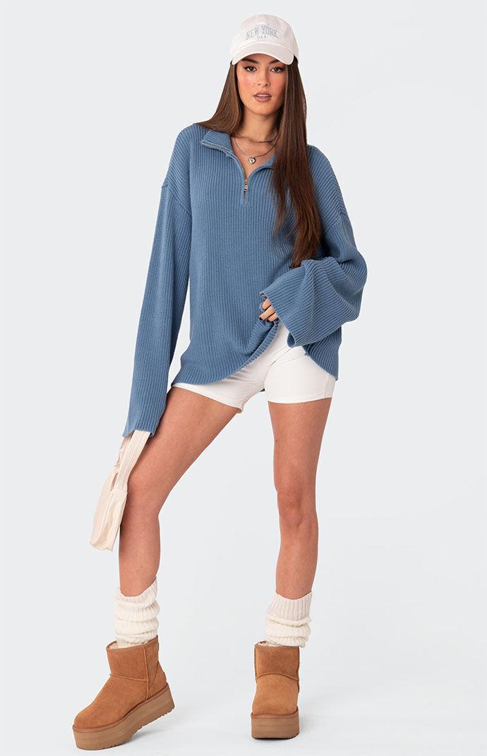 Edikted Womens Amour High Neck Oversized Zip Sweater Product Image