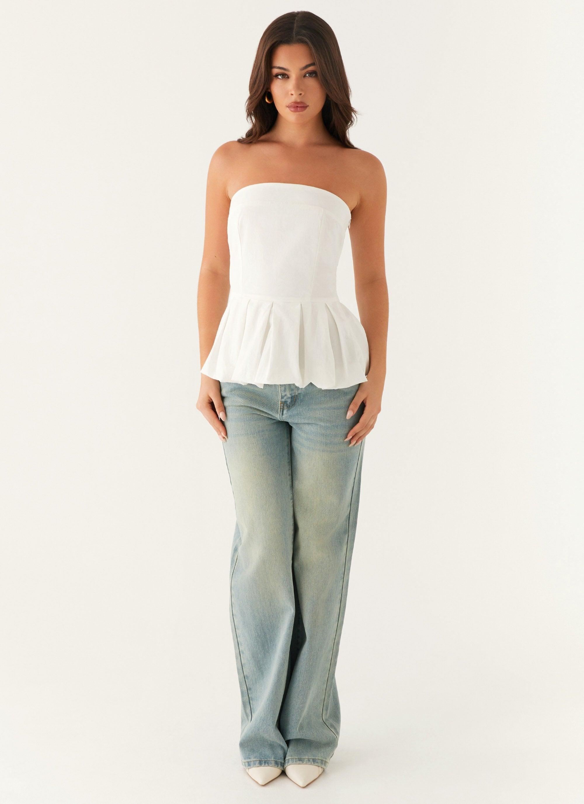 Ellen Bubble Hem Top - Ivory Product Image