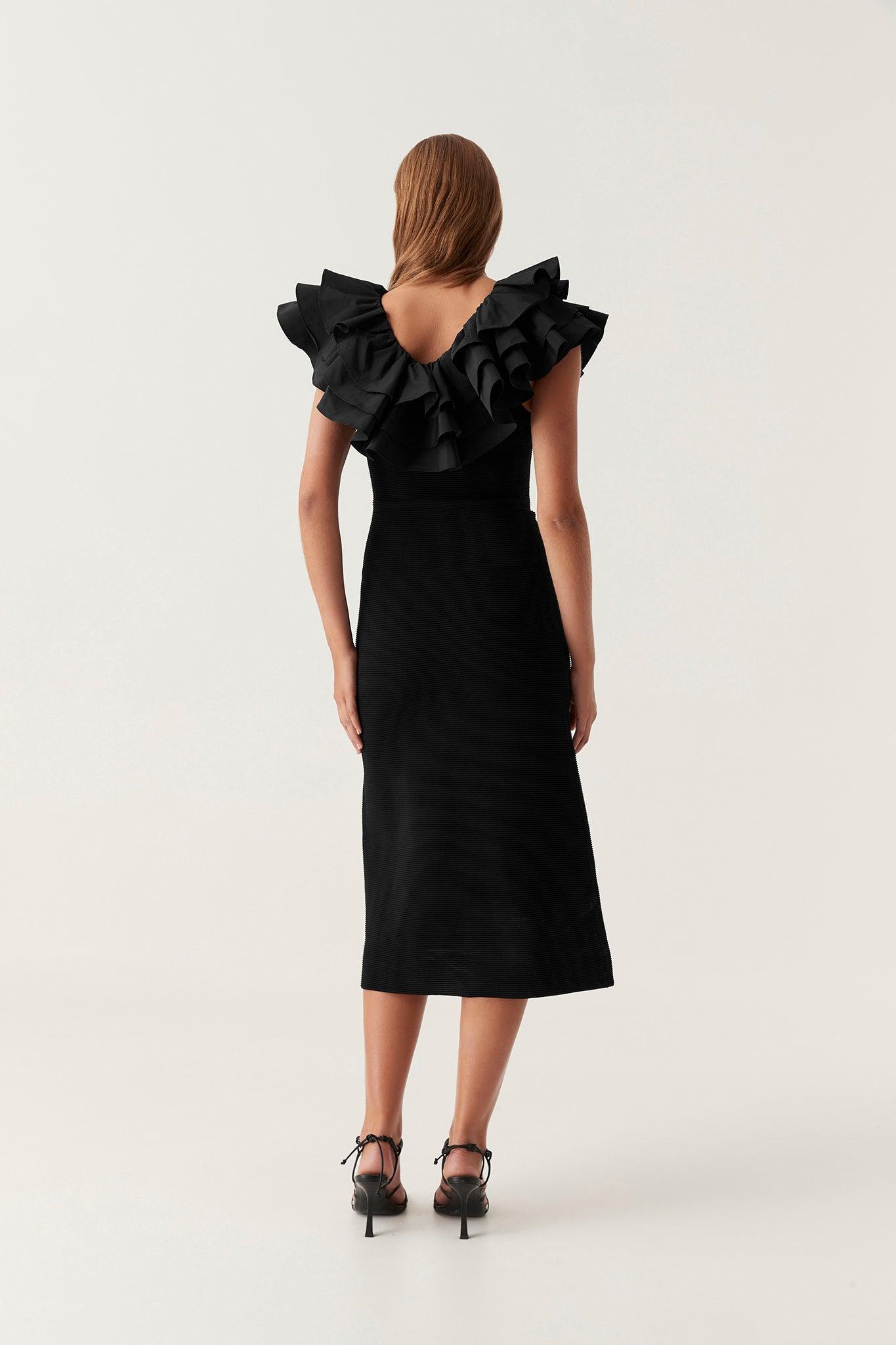 Transcendent Ruffle Midi Dress Female Product Image