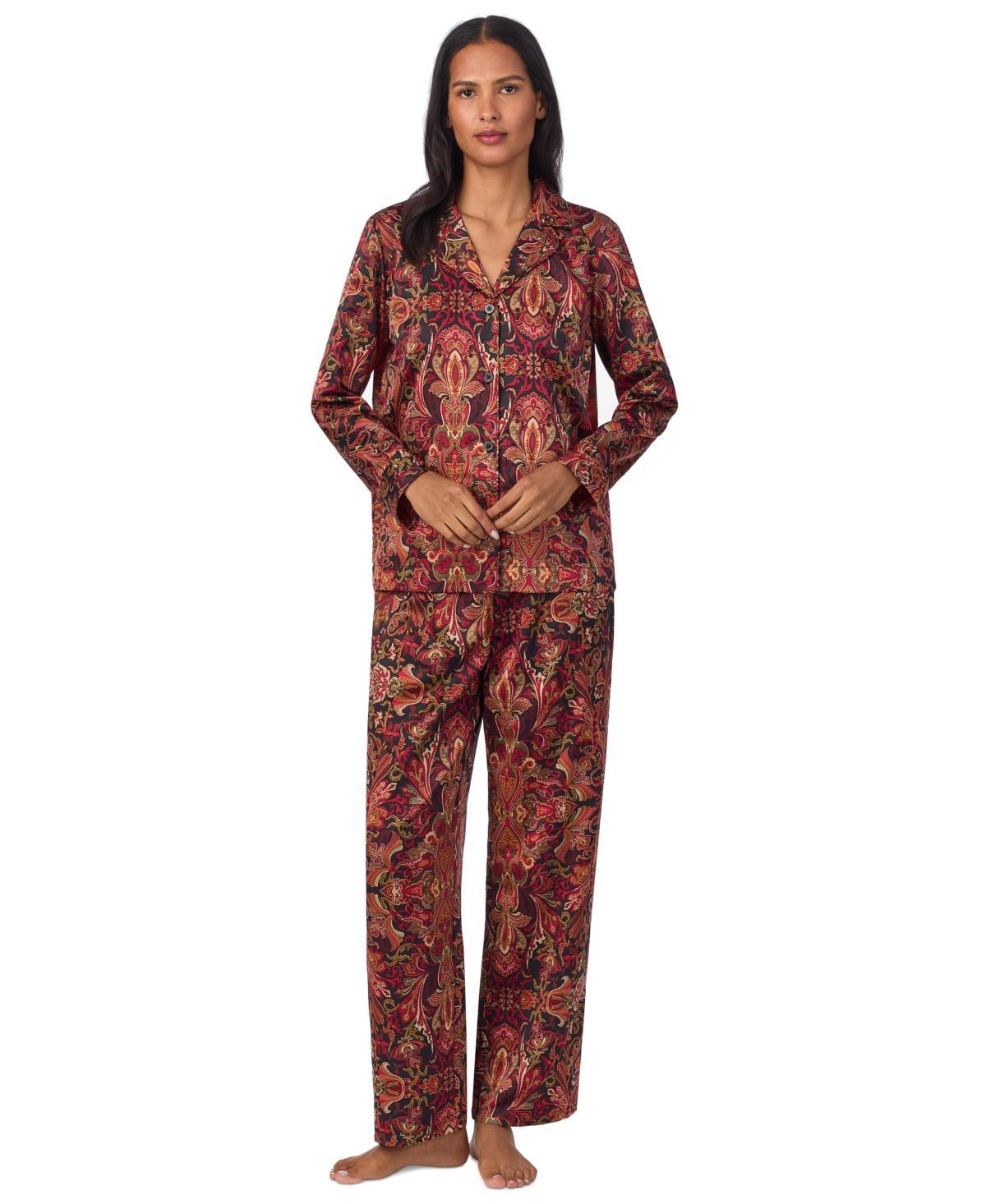 Lauren Ralph Lauren Womens Satin Notched-Collar Pajama Set Product Image