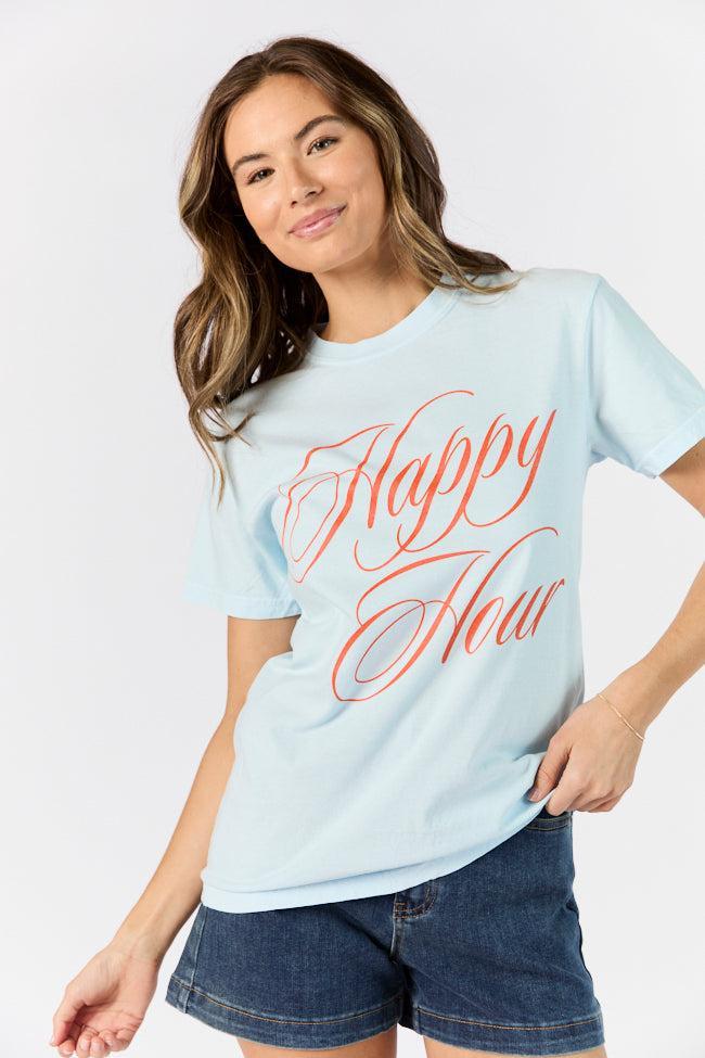 Happy Hour Light Blue Comfort Color Graphic Tee Product Image