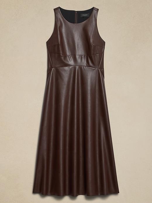 Vegan Leather Paneled Midi Dress Product Image