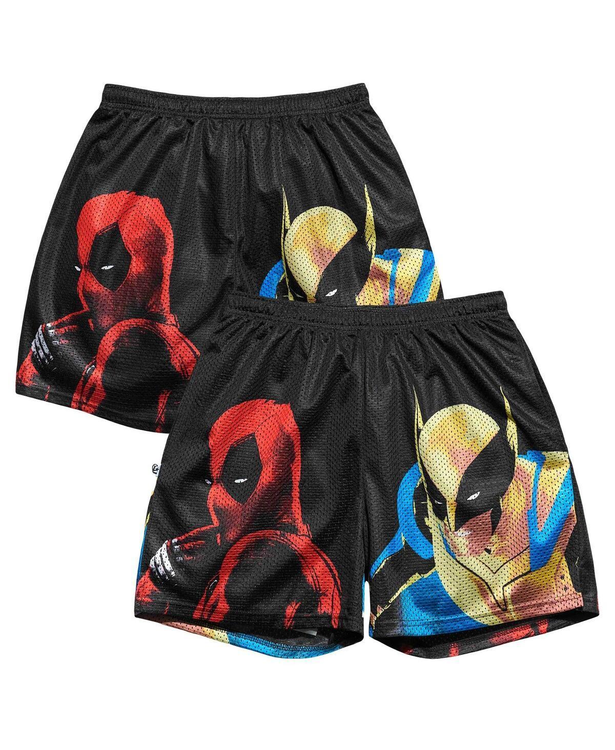 Chalk Line Mens Black Deadpool Wolverine Color Pop Retro Shorts - Black Product Image