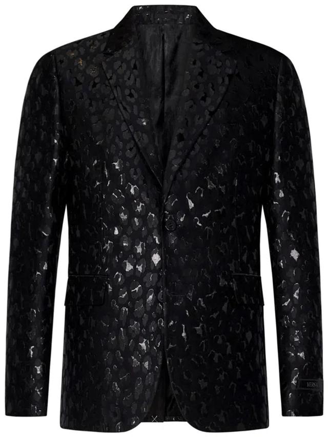 Lurex Leopard Jacquard Blazer In Black Product Image