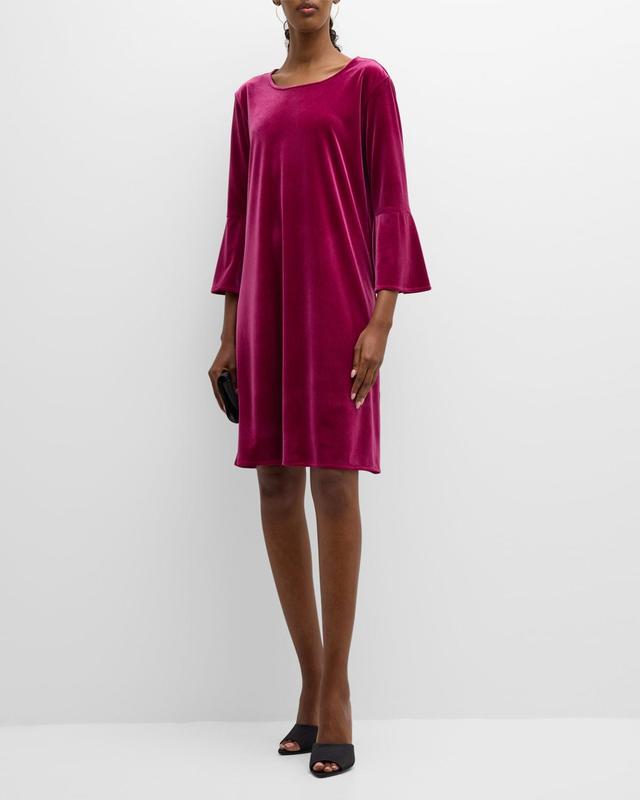 Bella Stretch Velvet Bell-Sleeve Midi Dress Product Image