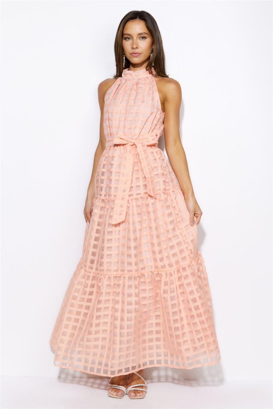 Summertime Picnic Maxi Dress Peach Product Image