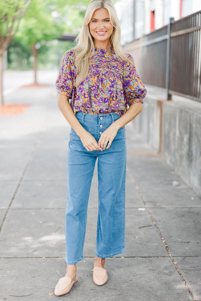 Make A Choice Purple Ditsy Floral Blouse Female Product Image