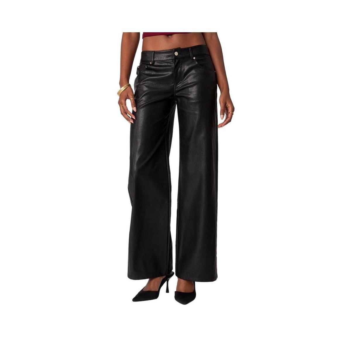 EDIKTED Straight Leg Faux Leather Jeans product image