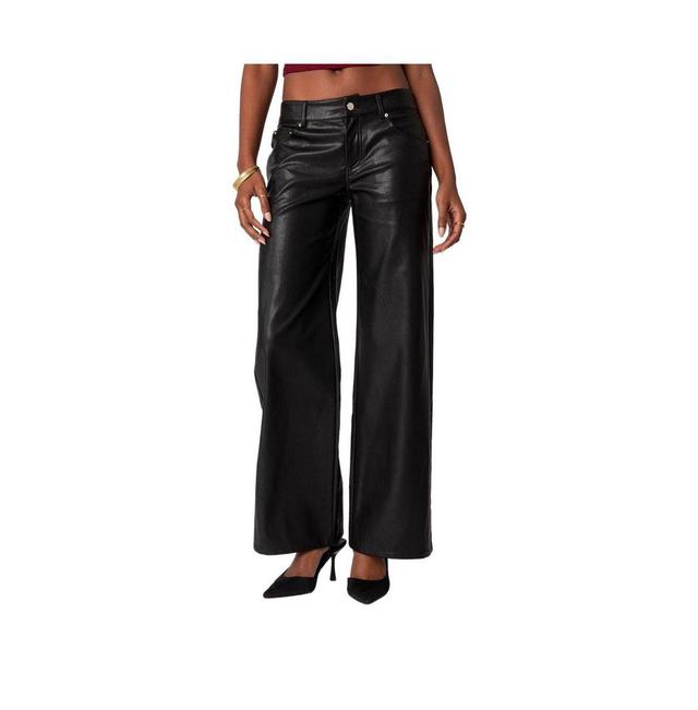 EDIKTED Straight Leg Faux Leather Jeans Product Image