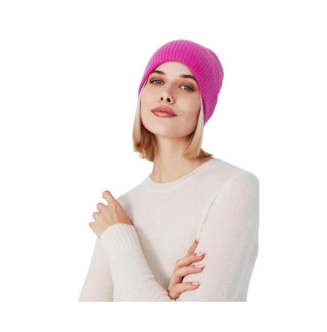 Style Republic 100% Pure Cashmere Womens Ribbed Cuff Beanie Product Image