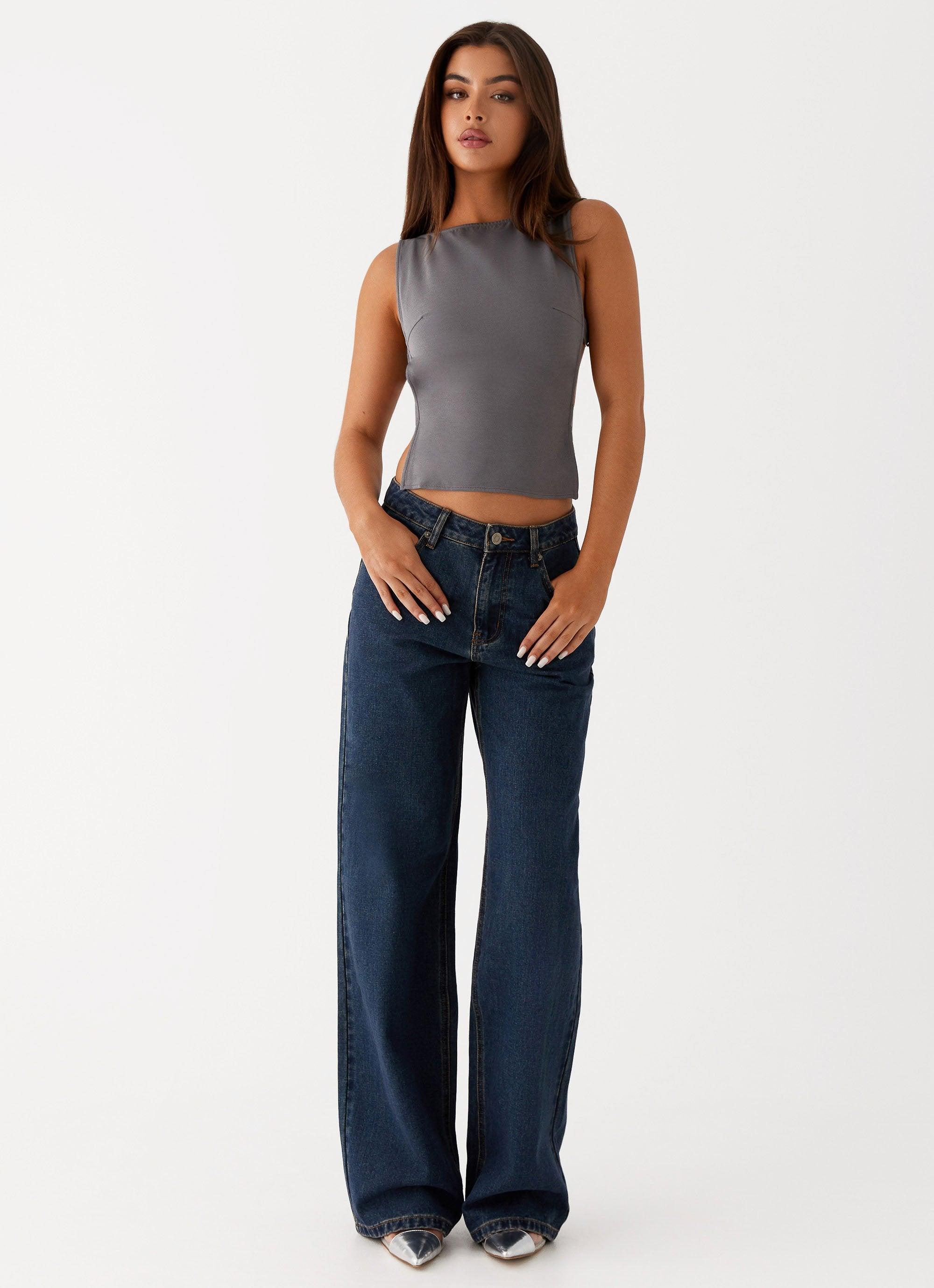 Keanna Low Rise Denim Jeans - Washed Denim Product Image