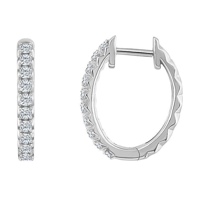 Celebration Gems 14k Gold 1/3 Carat T.W. Diamond Hoop Earrings, Womens, 14k Whgold Product Image