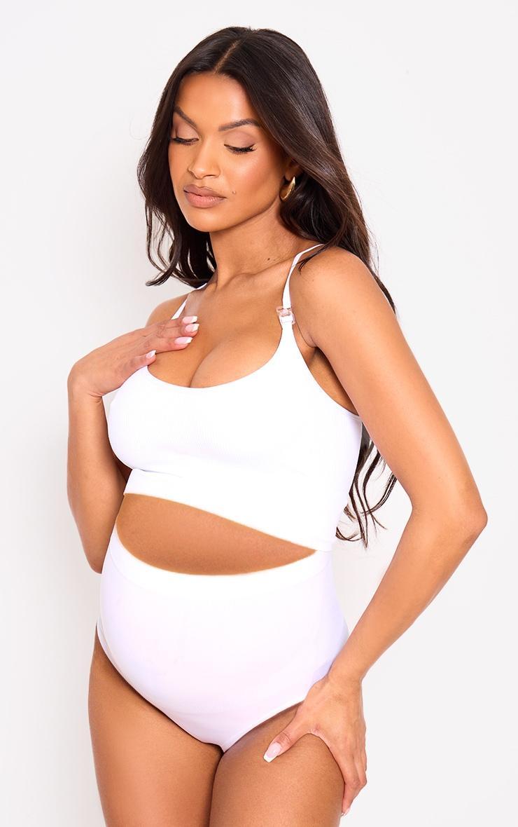 Maternity White Seamless Strappy Nursing Bra Product Image