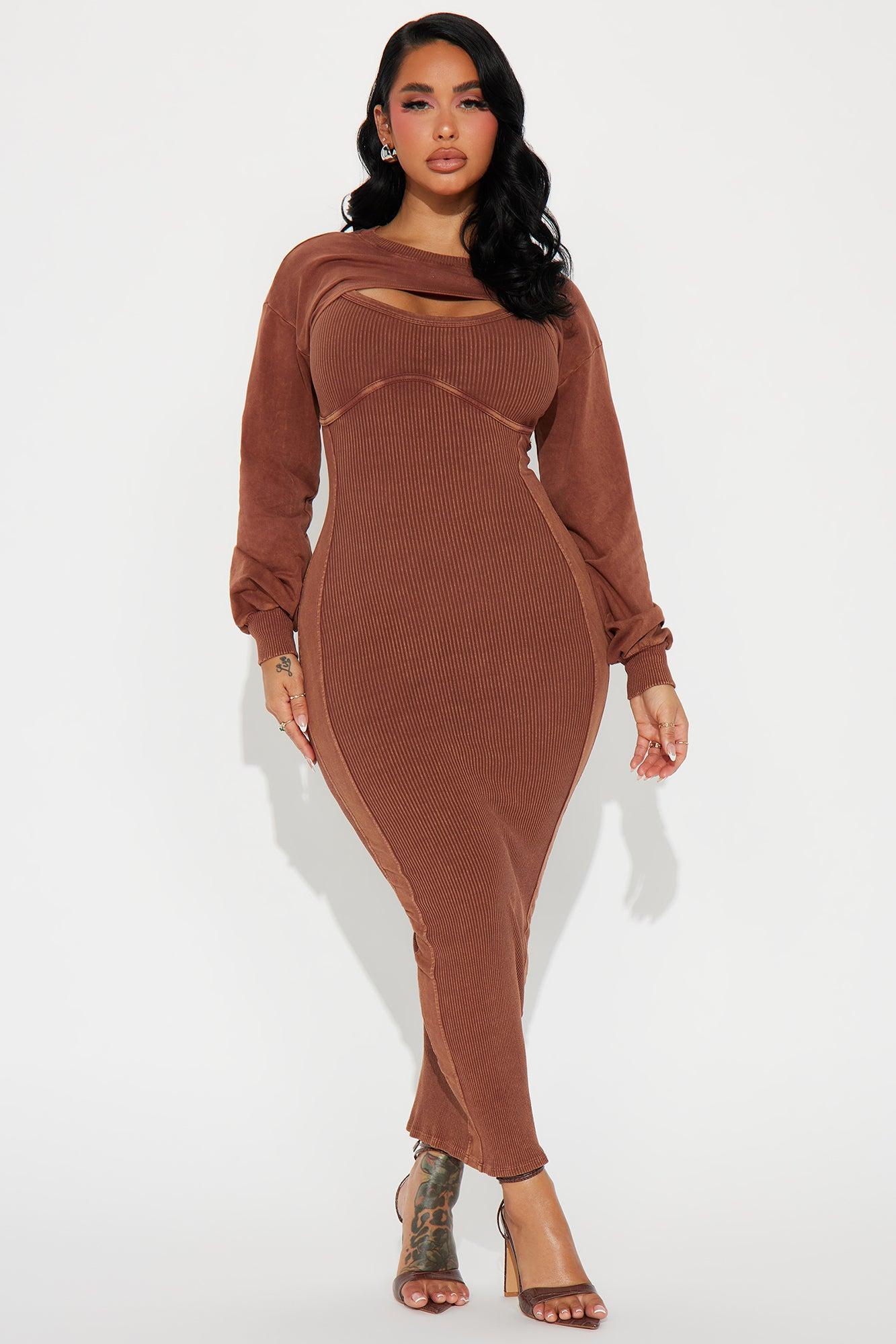 Stephanie 2 Piece Dress Set - Cognac Product Image