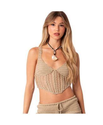 Baeside Crochet Lace Up Top Product Image