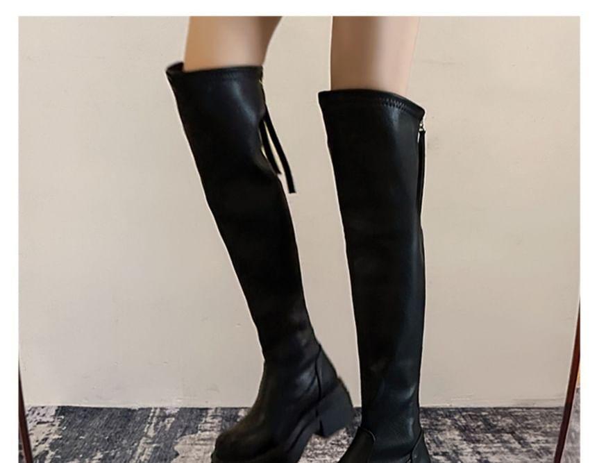 Faux Leather Platform Over-The-Knee Boots Product Image