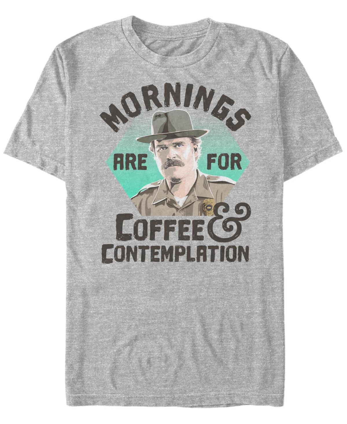 Mens Stranger Things Hopper Mornings Are For Coffee Contemplation Tee Athletic Grey Product Image