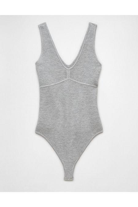 AE Sleeveless V-Neck Pointelle-Knit Bodysuit Women's Product Image