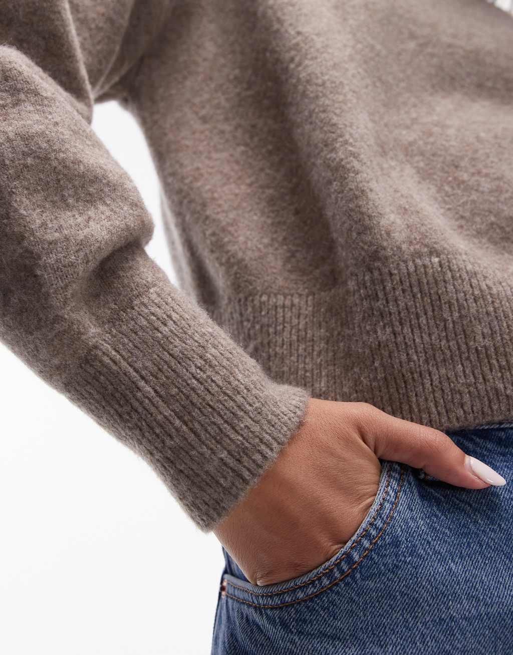 & Other Stories mock neck sweater in mole melange Product Image