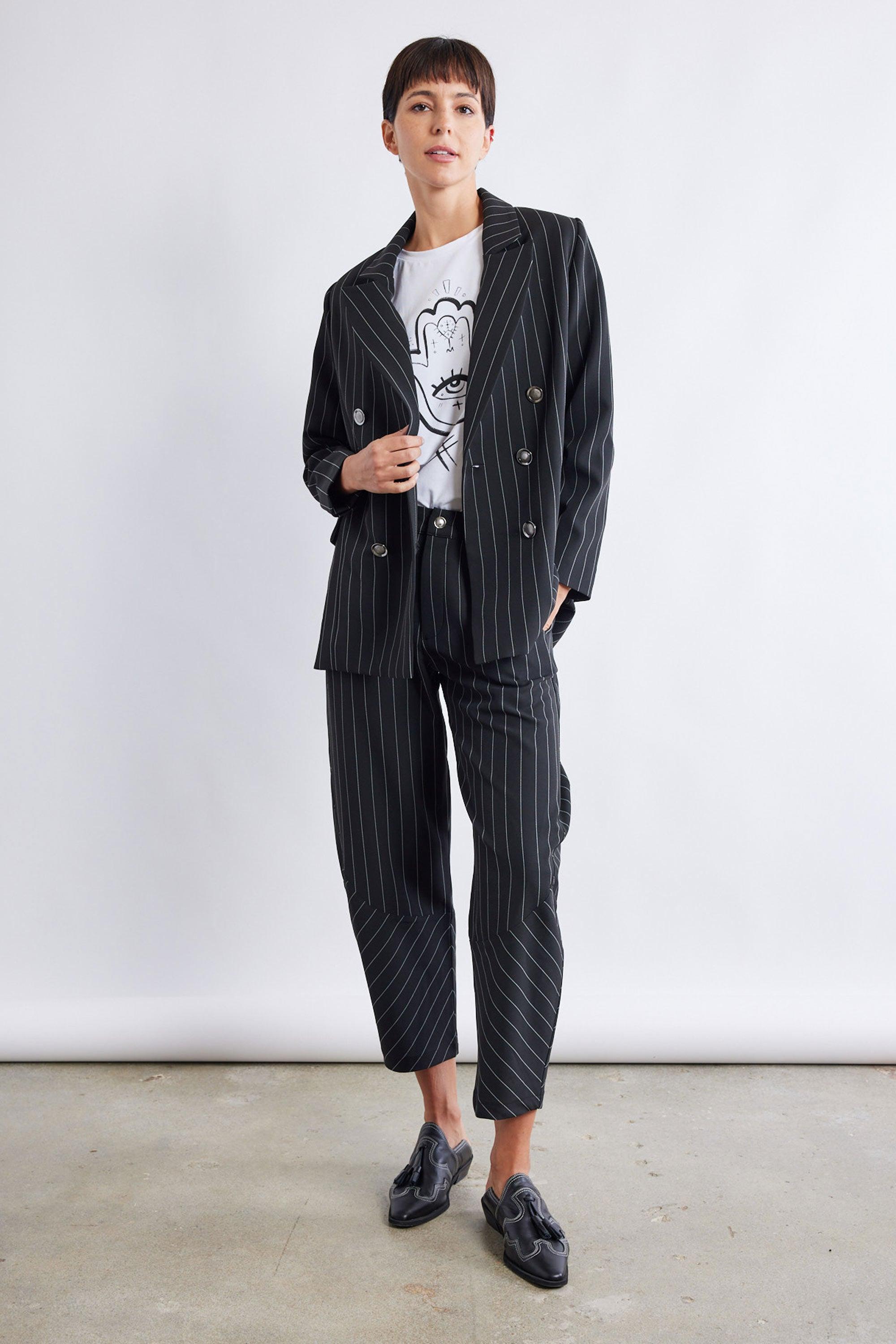 The Pinstripe Wide-ish Pants Product Image