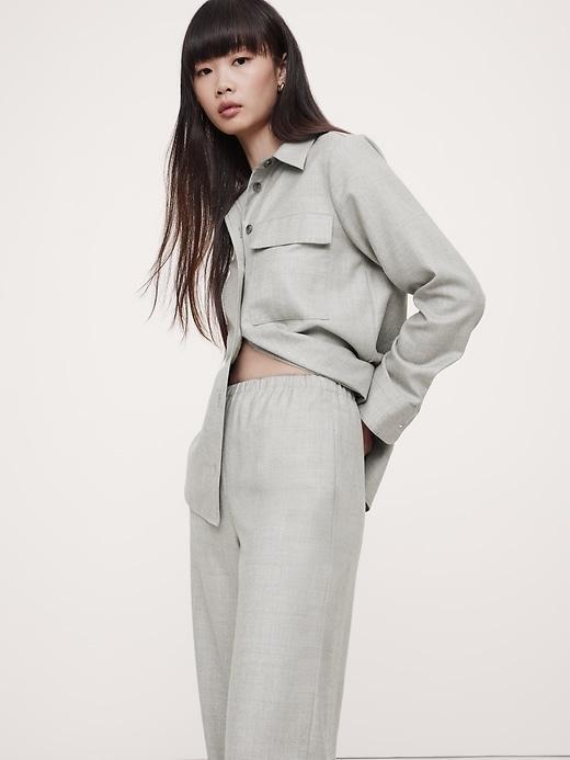 Wool Flannel Pull-On Wide-Leg Pant Product Image