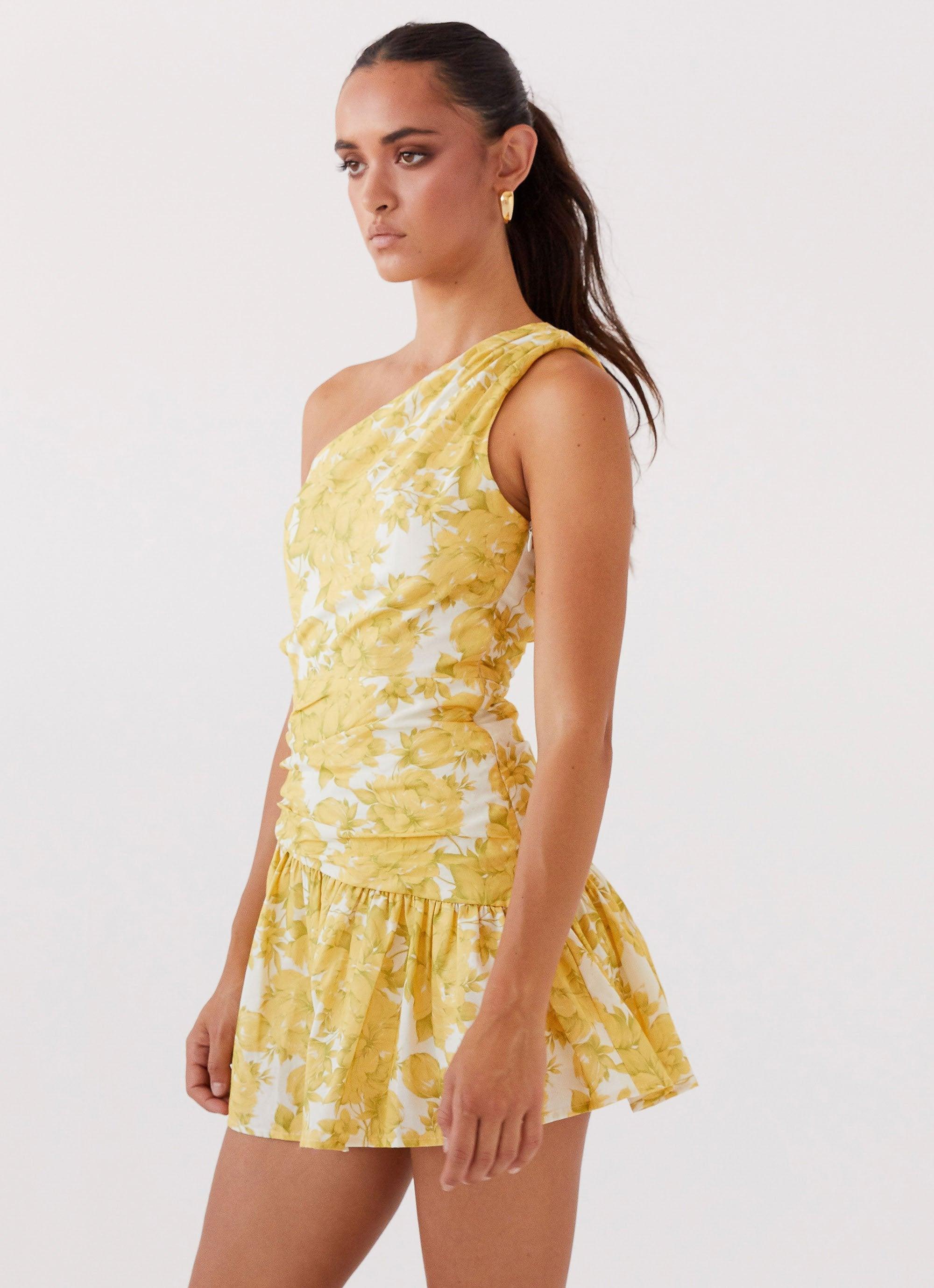 Sunkissed Hearts One Shoulder Mini Dress - Daffodil product image