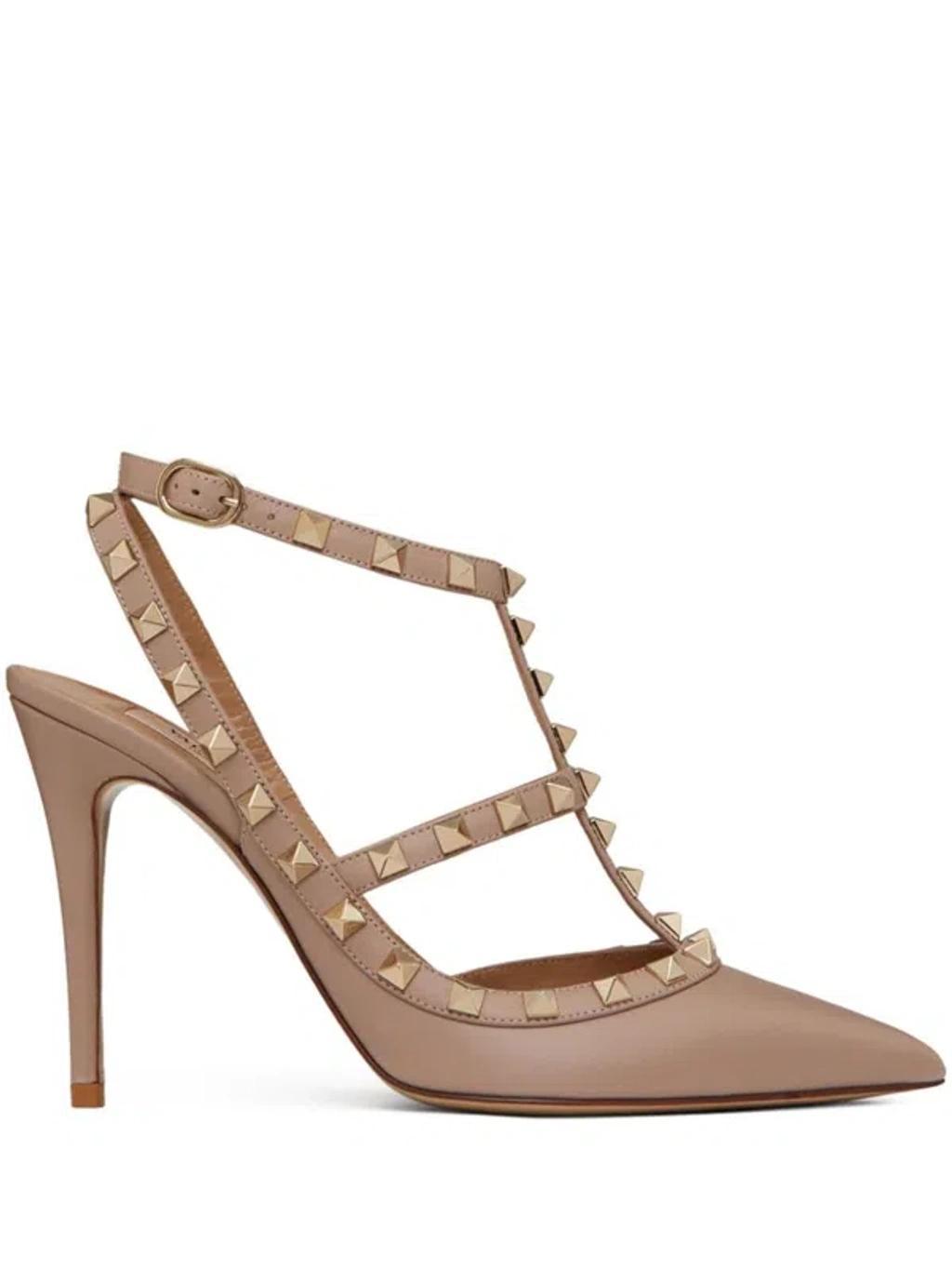 VALENTINO GARAVANI Rockstud Leather Slingback Pumps In Light Pink Product Image