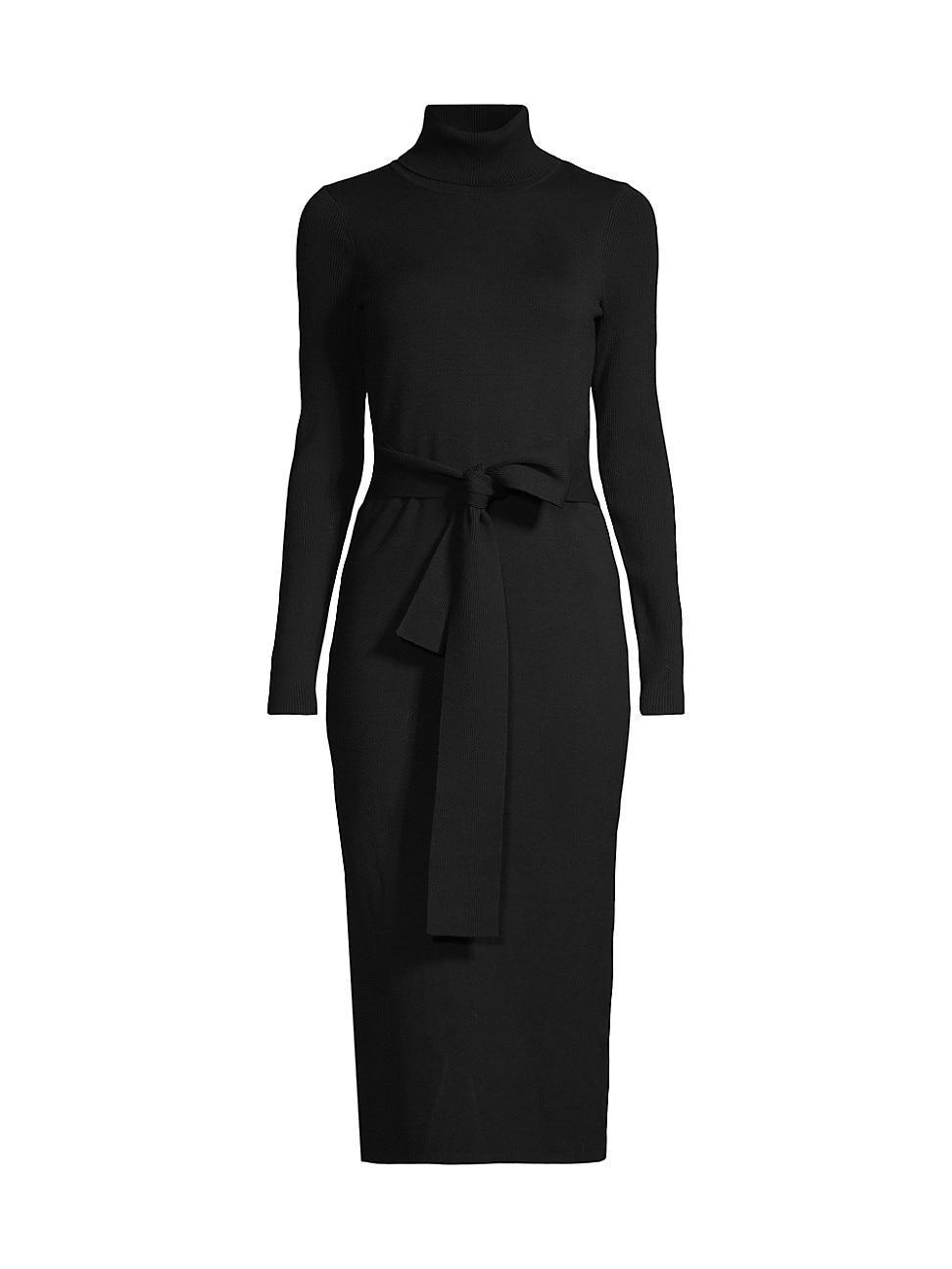 Womens Rib-Knit Turtleneck Midi-Dress product image