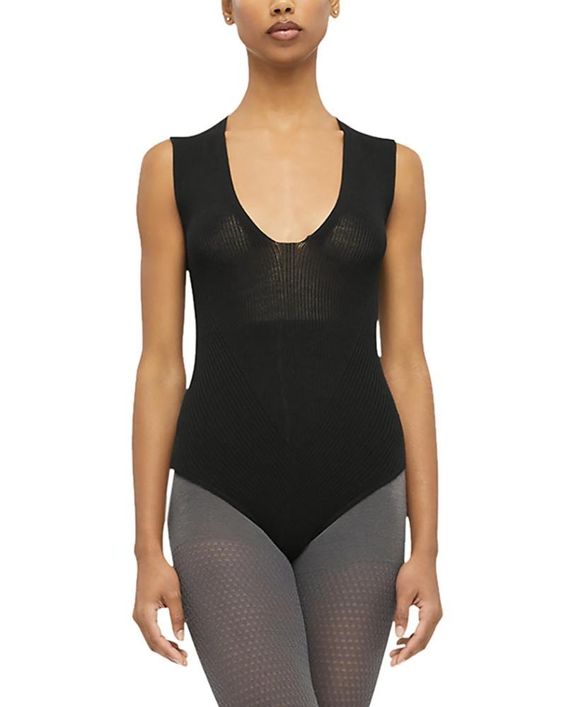 Womens Aurora Rib Net Virgin Wool Bodysuit Product Image